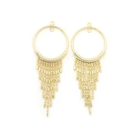65mm Gold Plated Round Connector With Dot N Dash Tassel (1 Pair)