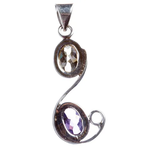 925 Sterling Silver Natural Gemstones Amethyst Pendant FJSVP2069