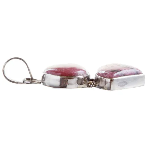 925 Sterling Silver Natural Gemstones Pink Rhodonite Pendant FJSVP2079