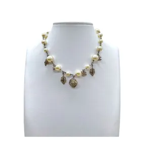 Chanel Vintage Pearl Charm Choker Necklace