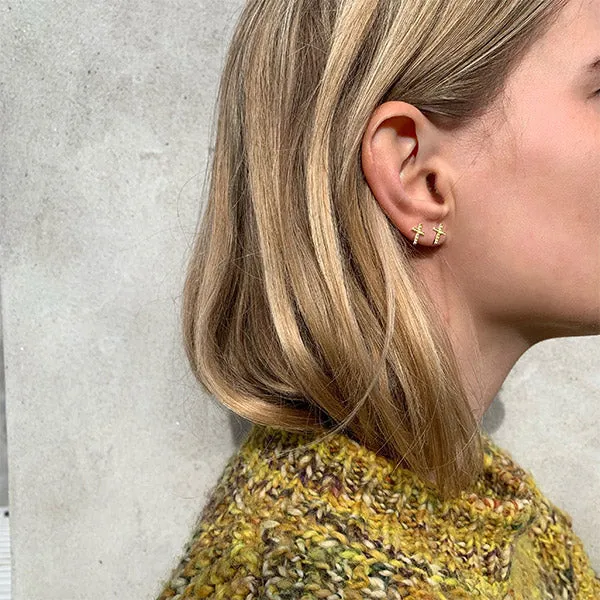 CLARA recycled crystal cross earrings gold-plated