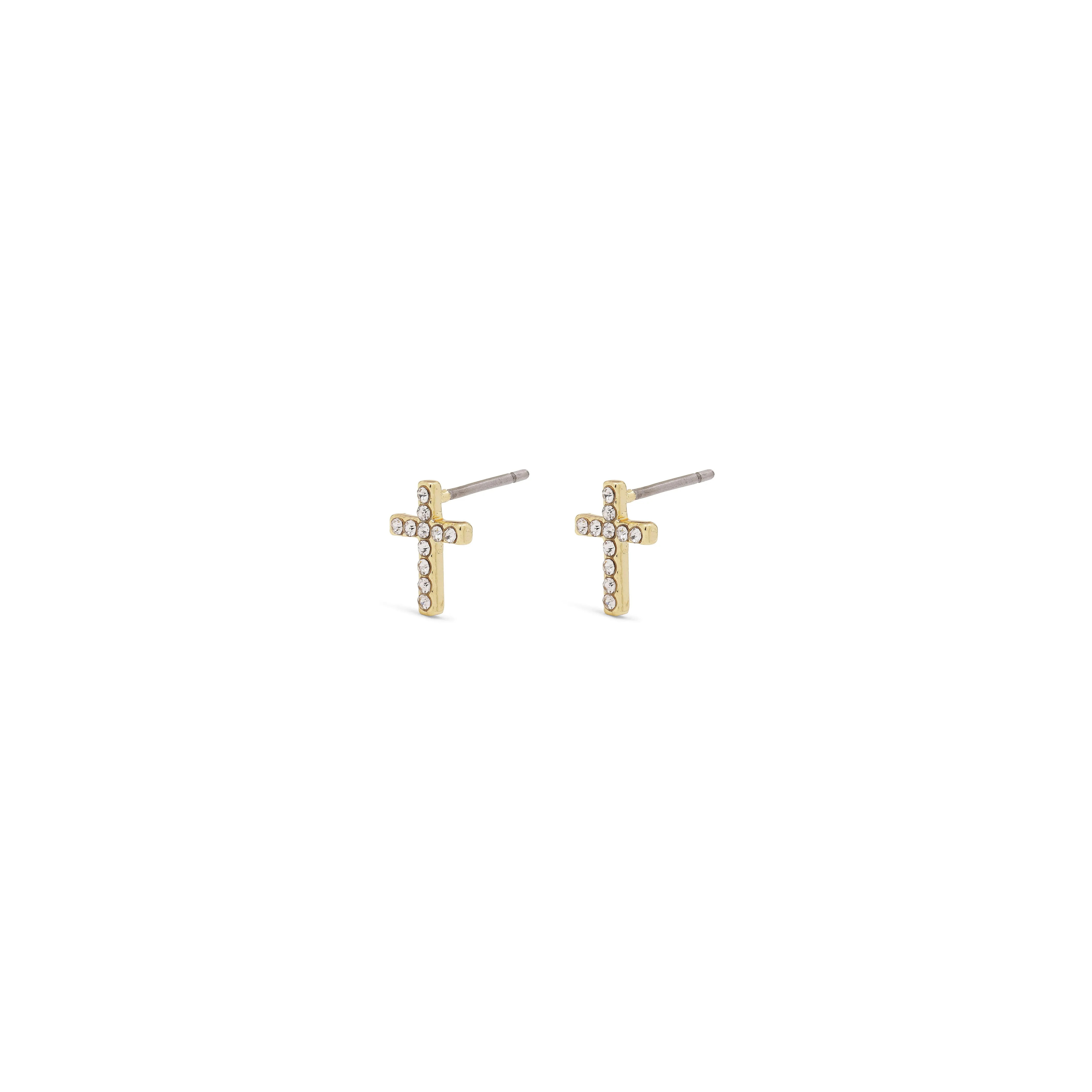 CLARA recycled crystal cross earrings gold-plated