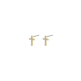 CLARA recycled crystal cross earrings gold-plated