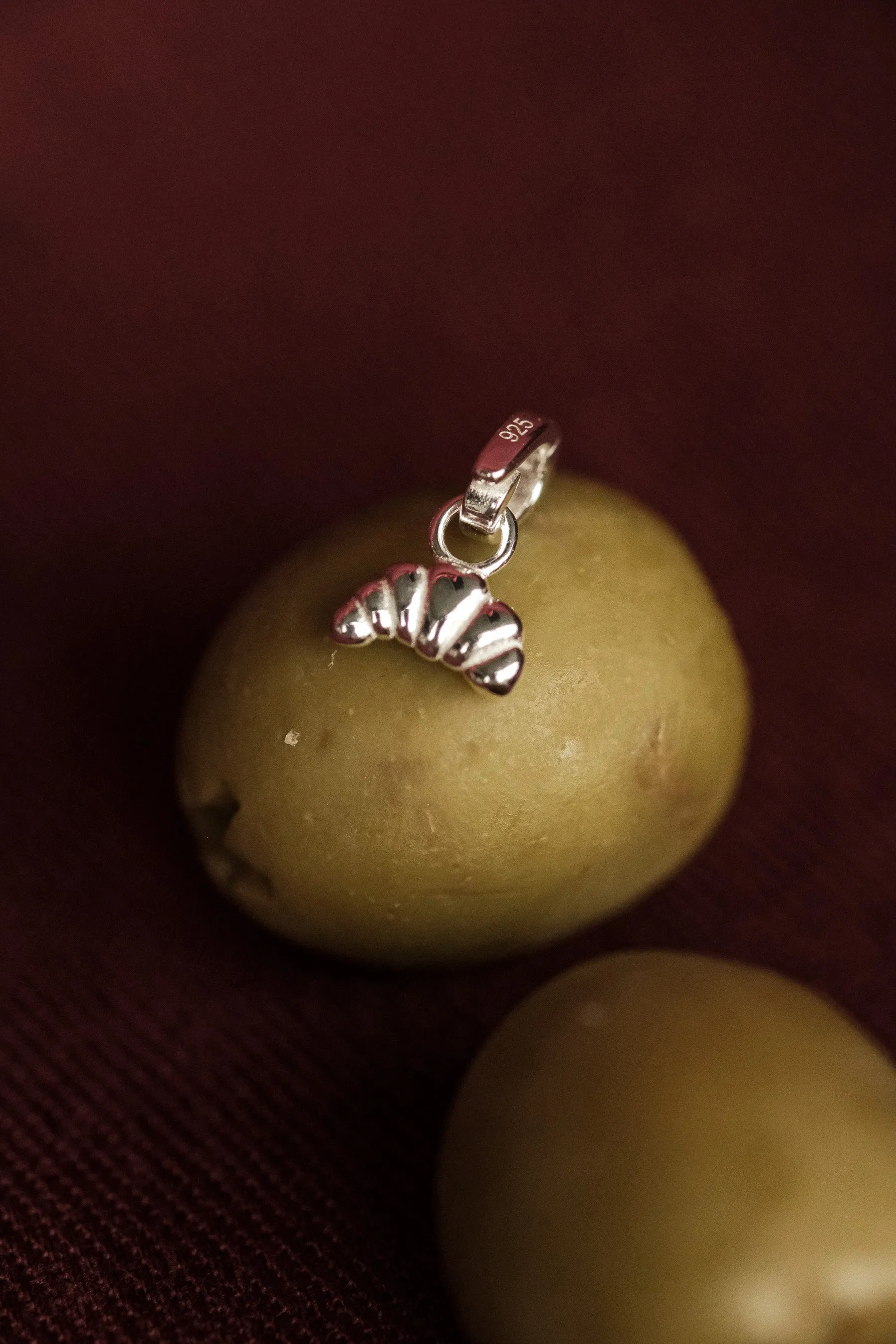 Croissant Pendant Charm - Sterling Silver