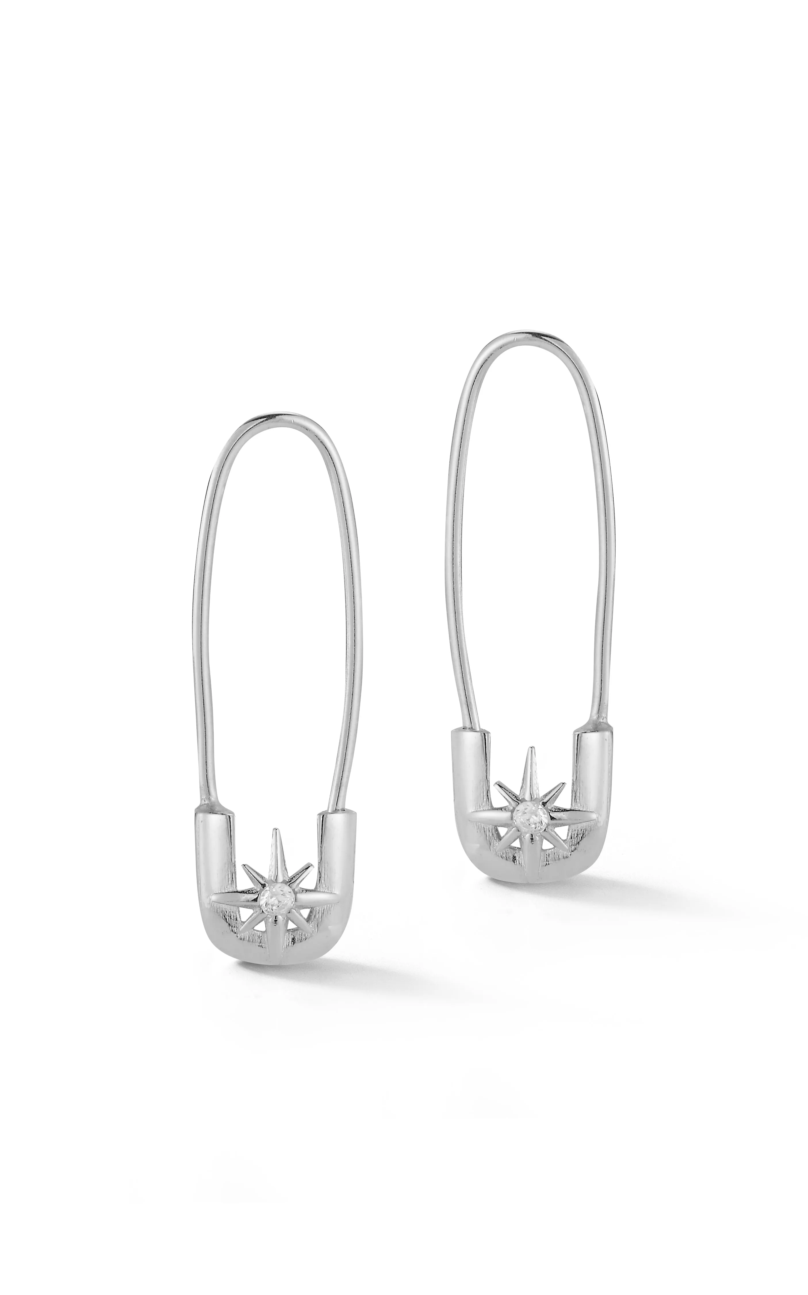 CZ Safety Pin Huggie Earring