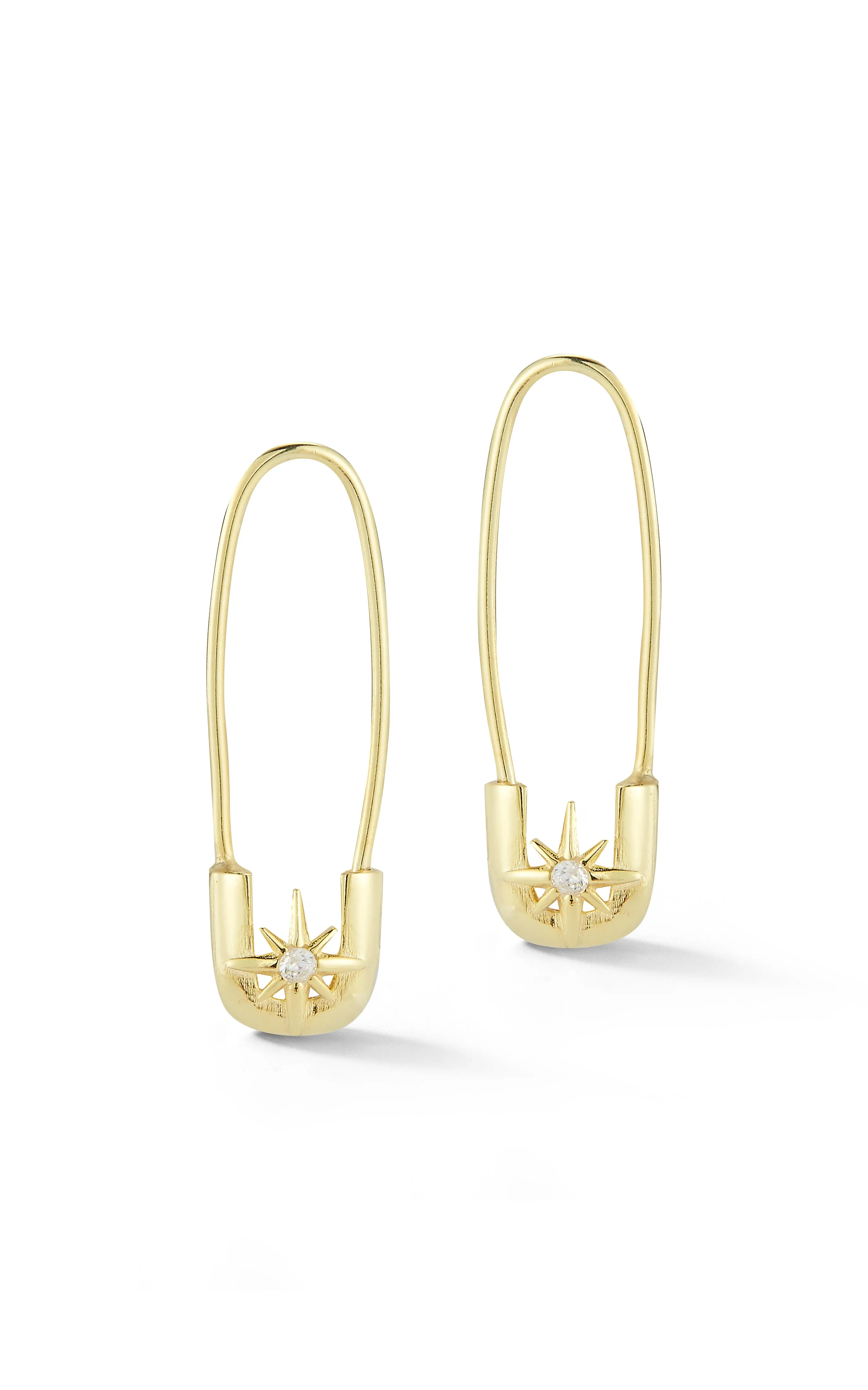CZ Safety Pin Huggie Earring