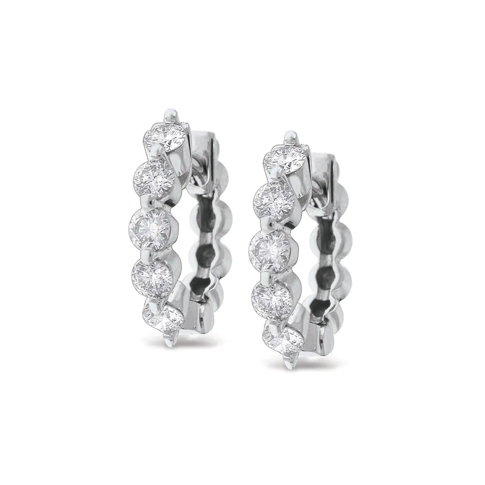 Diamond 3/4 Carat Huggie Hoops