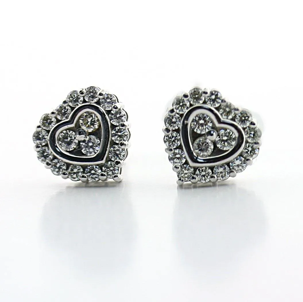 Diamond Heart Shaped Stud Earrings 18k Gold (0.60 carat .tw.)