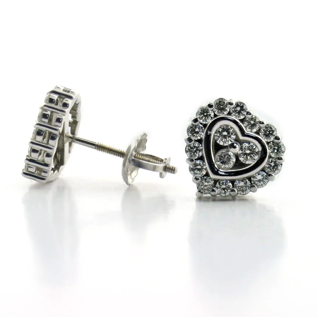 Diamond Heart Shaped Stud Earrings 18k Gold (0.60 carat .tw.)