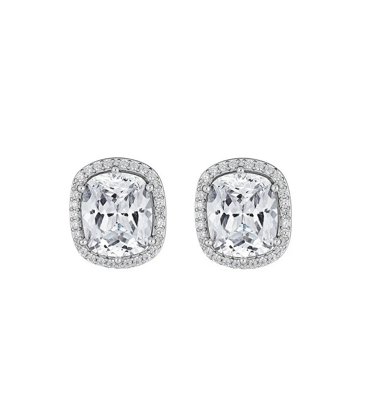 Hollywood Halo Antique Cushion Cut Stud Earrings