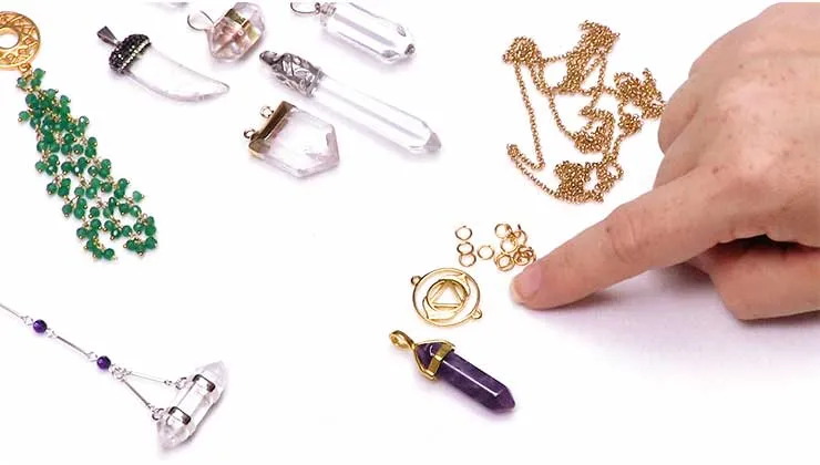 How to Make a Long Chakra Necklace with a Crystal Point Pendant