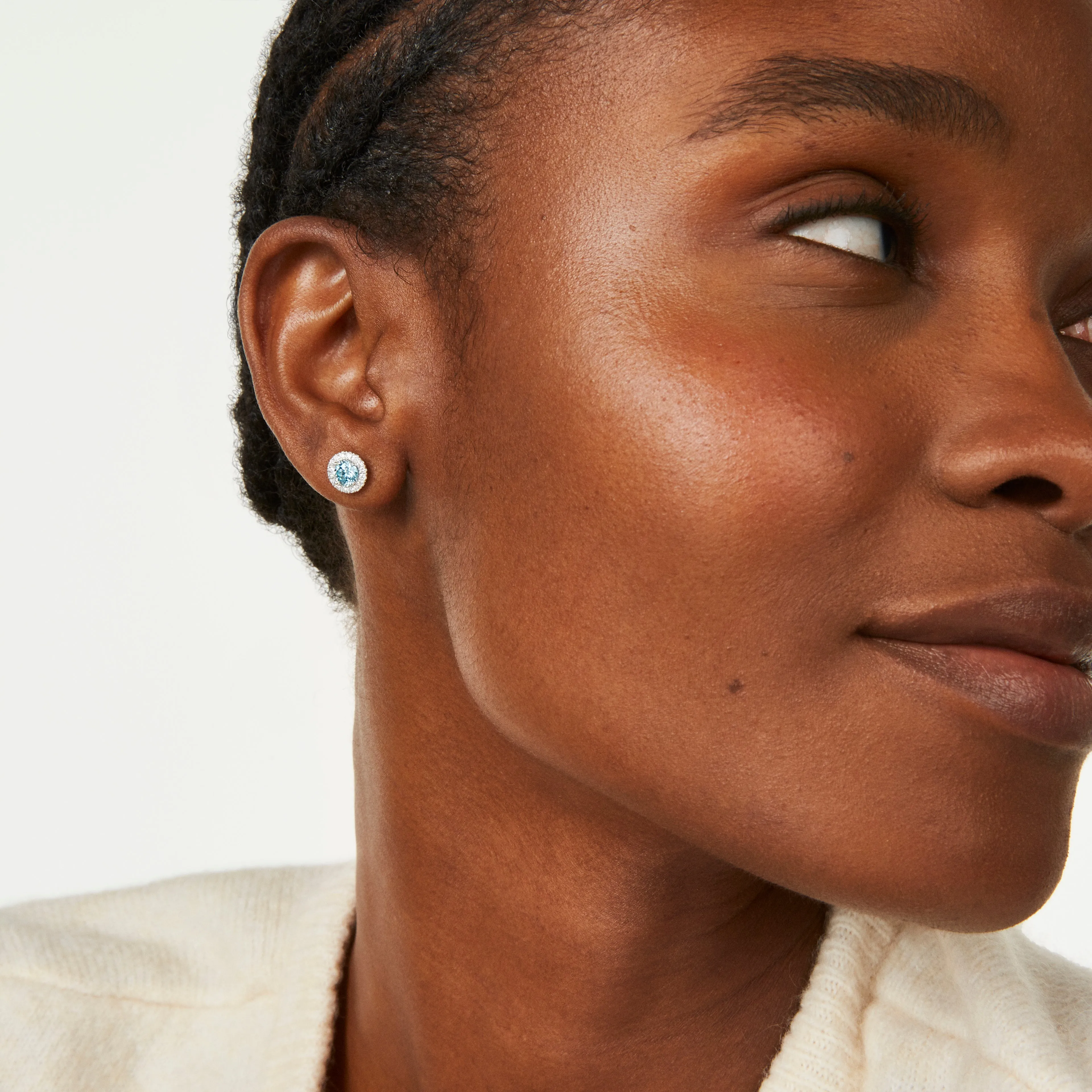 Lab-Grown Diamond 1ct. tw. Halo 14k Gold Earrings | Blue