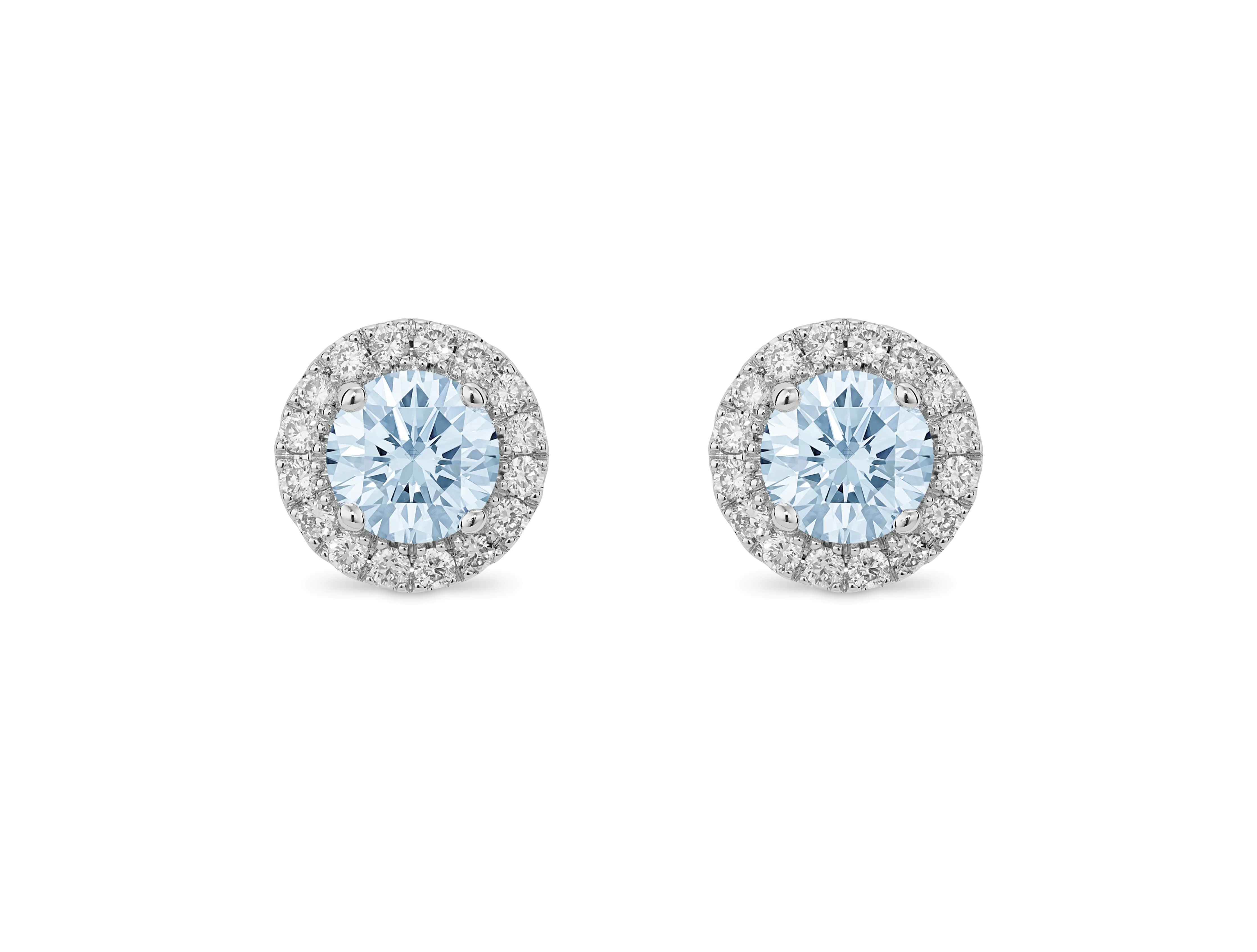 Lab-Grown Diamond 1ct. tw. Halo 14k Gold Earrings | Blue