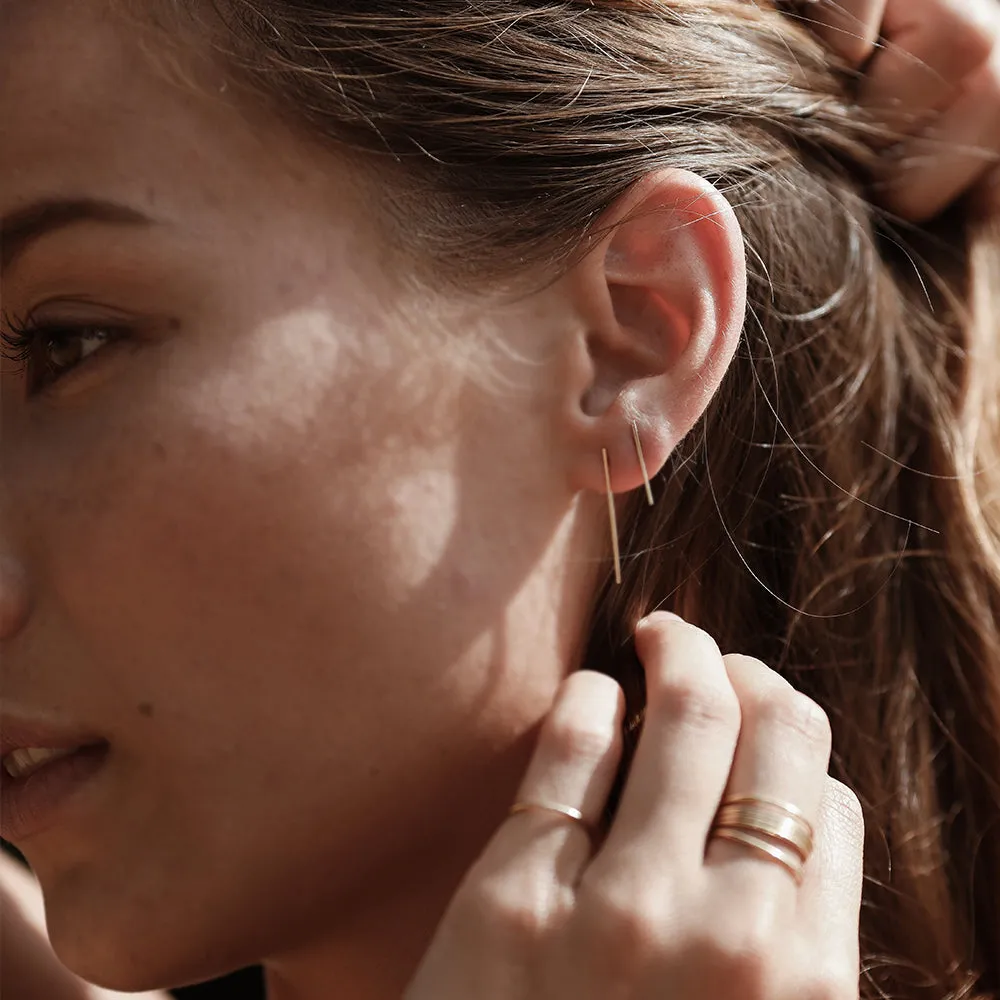 Long Sprinkle Stud Earring - Solid 14kt