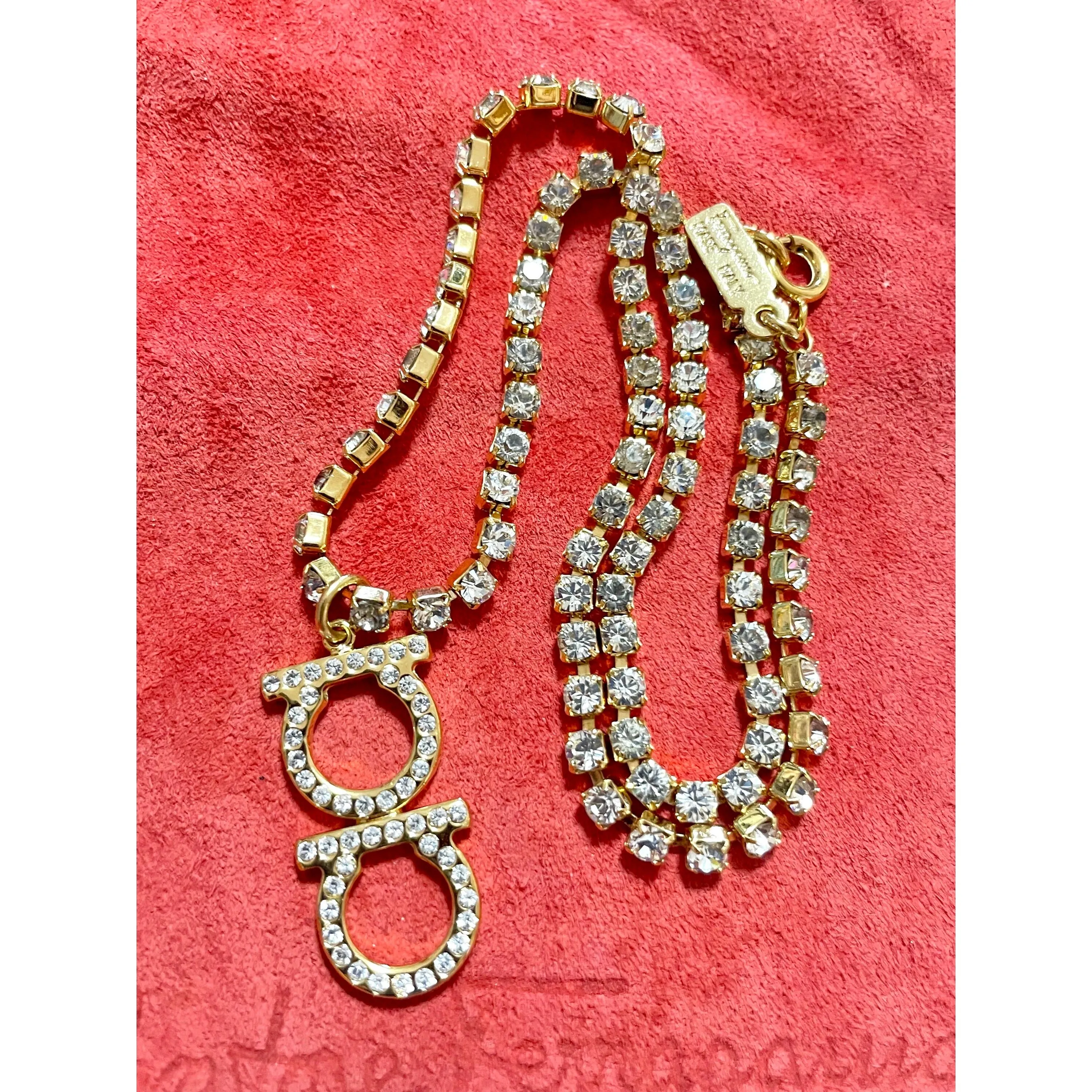 MINT. Vintage Salvatore Ferragamo crystal gancini necklace. Gorgeous statement necklace. Must have classic jewelry. 060223ya