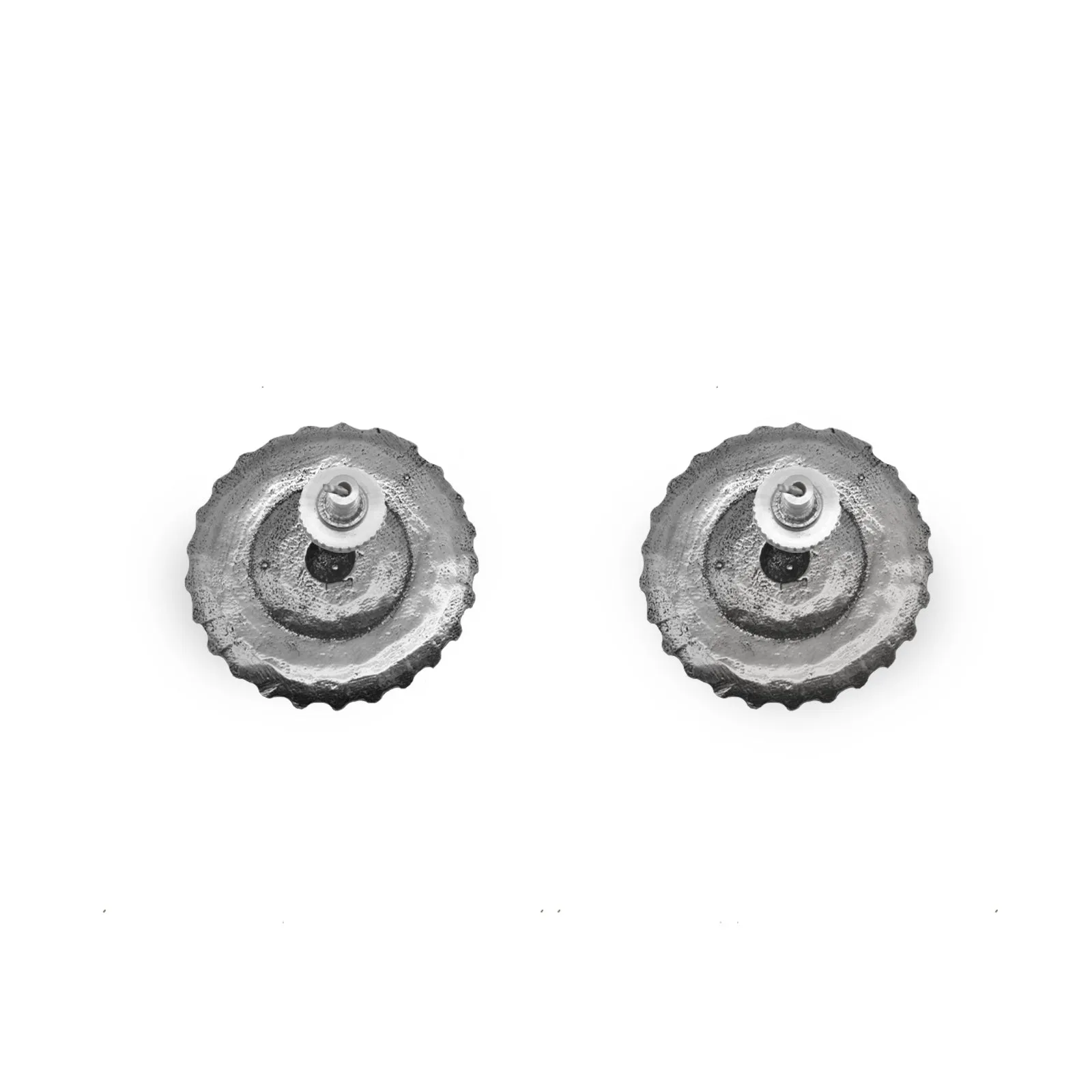 Mridhul Circular Silver Oxidized Studs Earrings