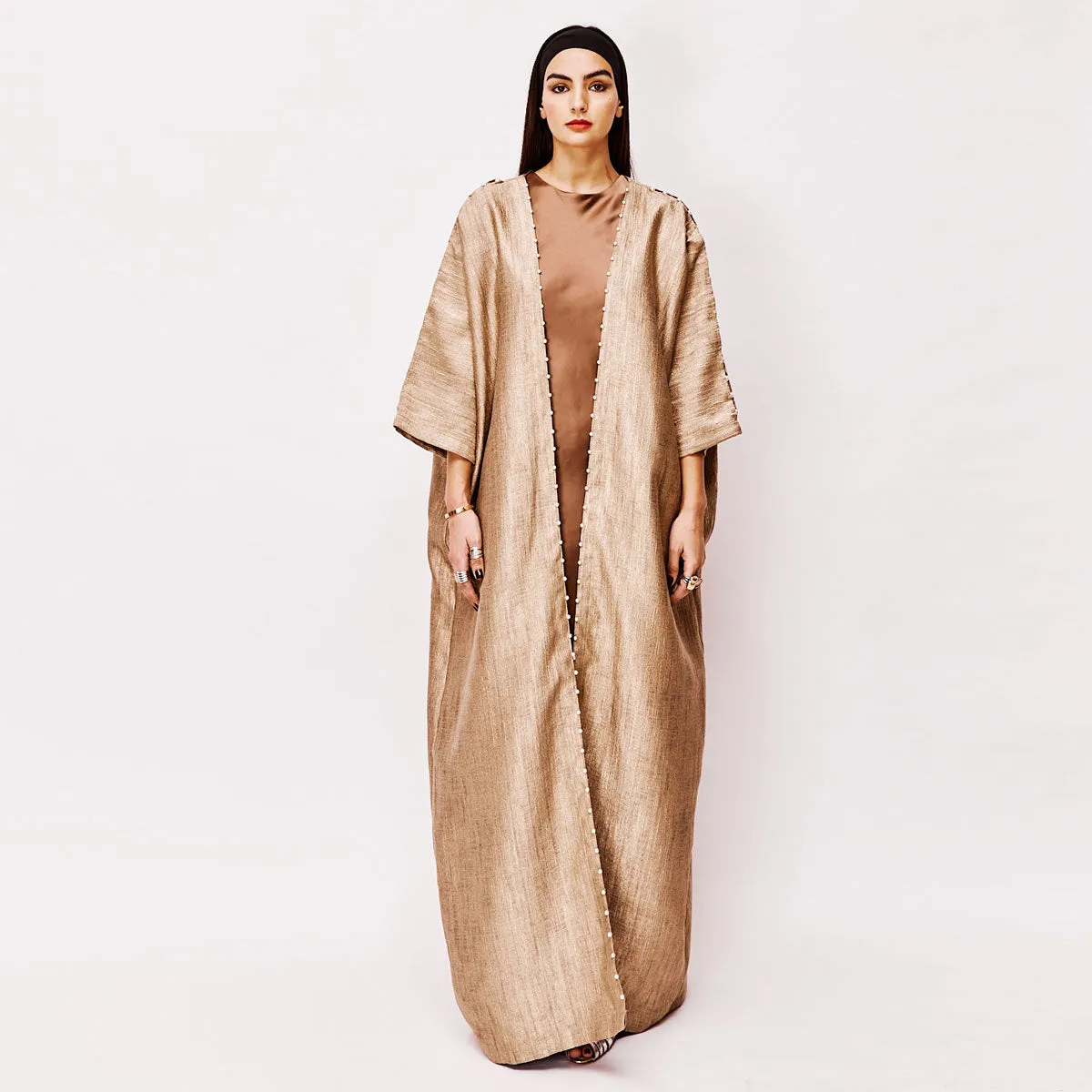 PEARL DROPS ON GOLD ABAYA