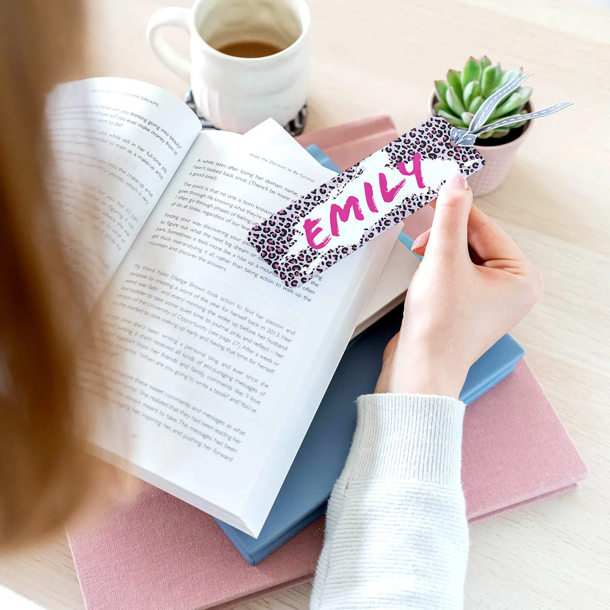Personalised Leopard Pattern Name Metal Bookmark