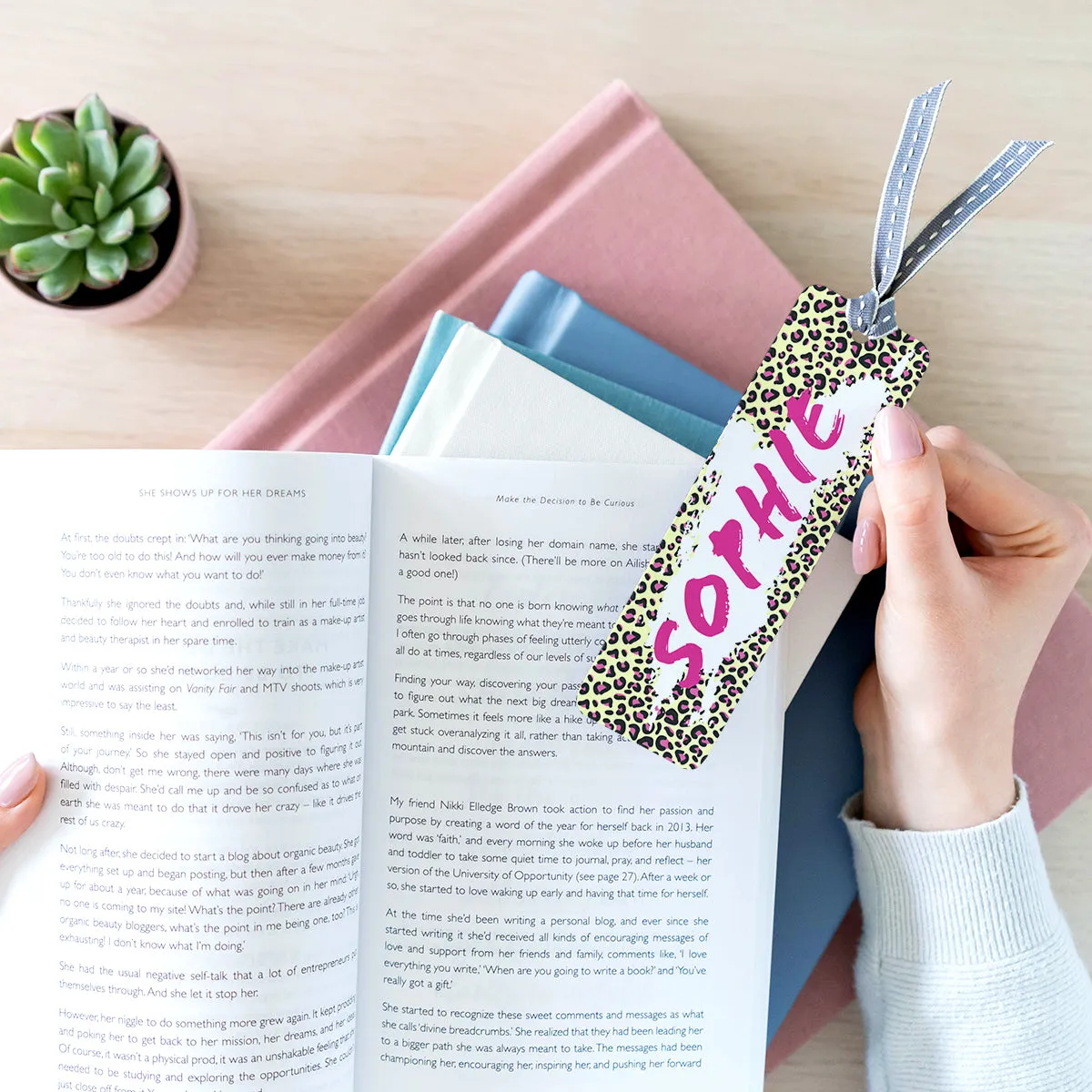Personalised Leopard Pattern Name Metal Bookmark