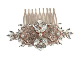 Rose Gold Pearl & Crystal Hair Comb