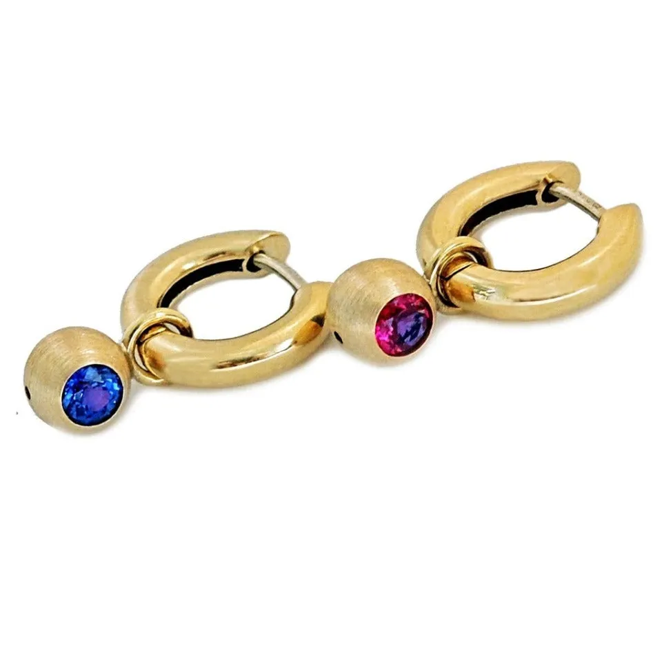 Series 12 | Duality Hoop Earring, 18k   Blue Sapphire, Ruby (LG)