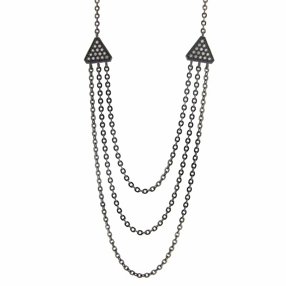 Series 40 | Tri  Necklace, Blackened Silver   .21 tcw. Diamond
