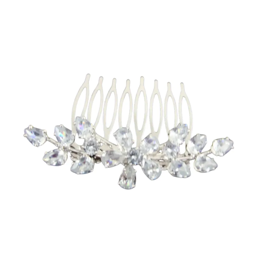 Silver Irridiscent Crystal Hair Comb