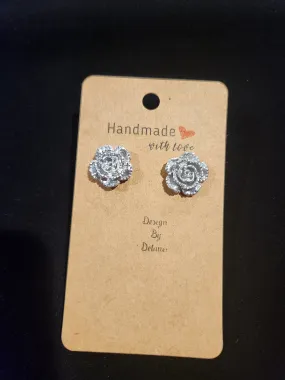 Silver Rose Studs