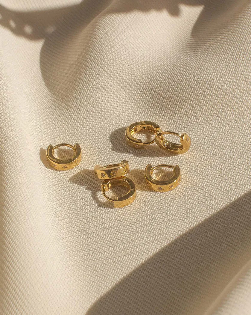 Solid Gold Aurelia Gemstone Huggie Hoops