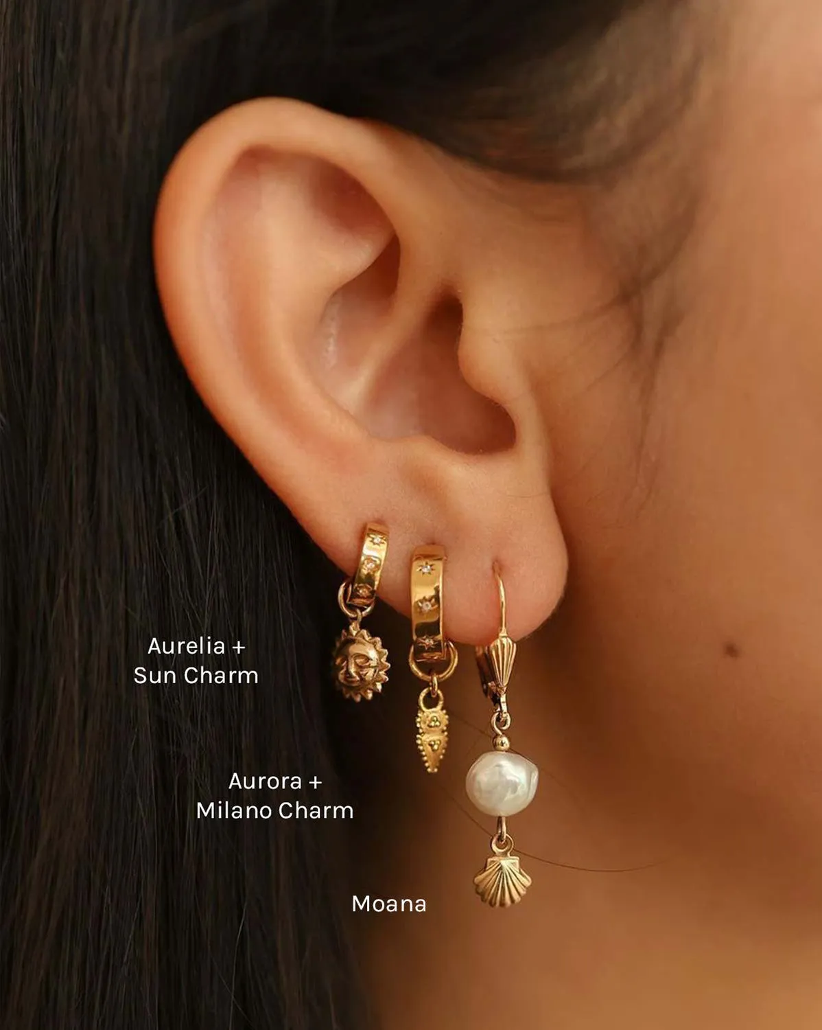 Solid Gold Aurelia Gemstone Huggie Hoops