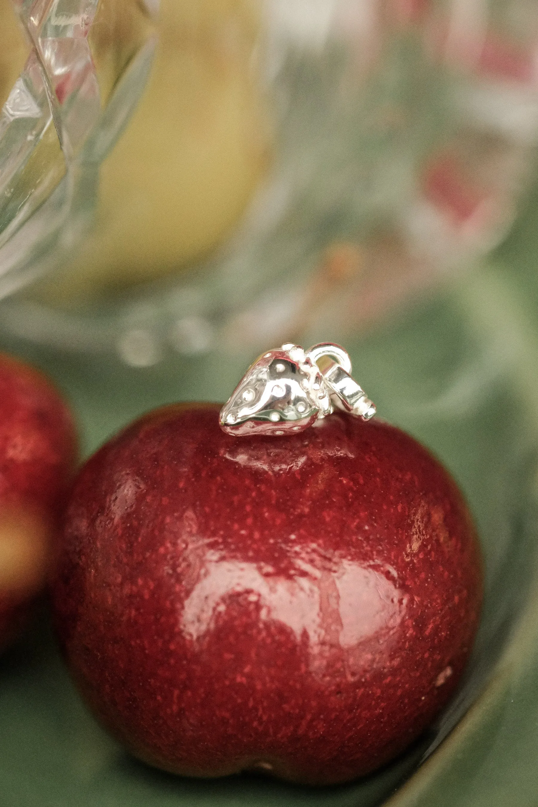 Strawberry Pendant Charm - Sterling Silver