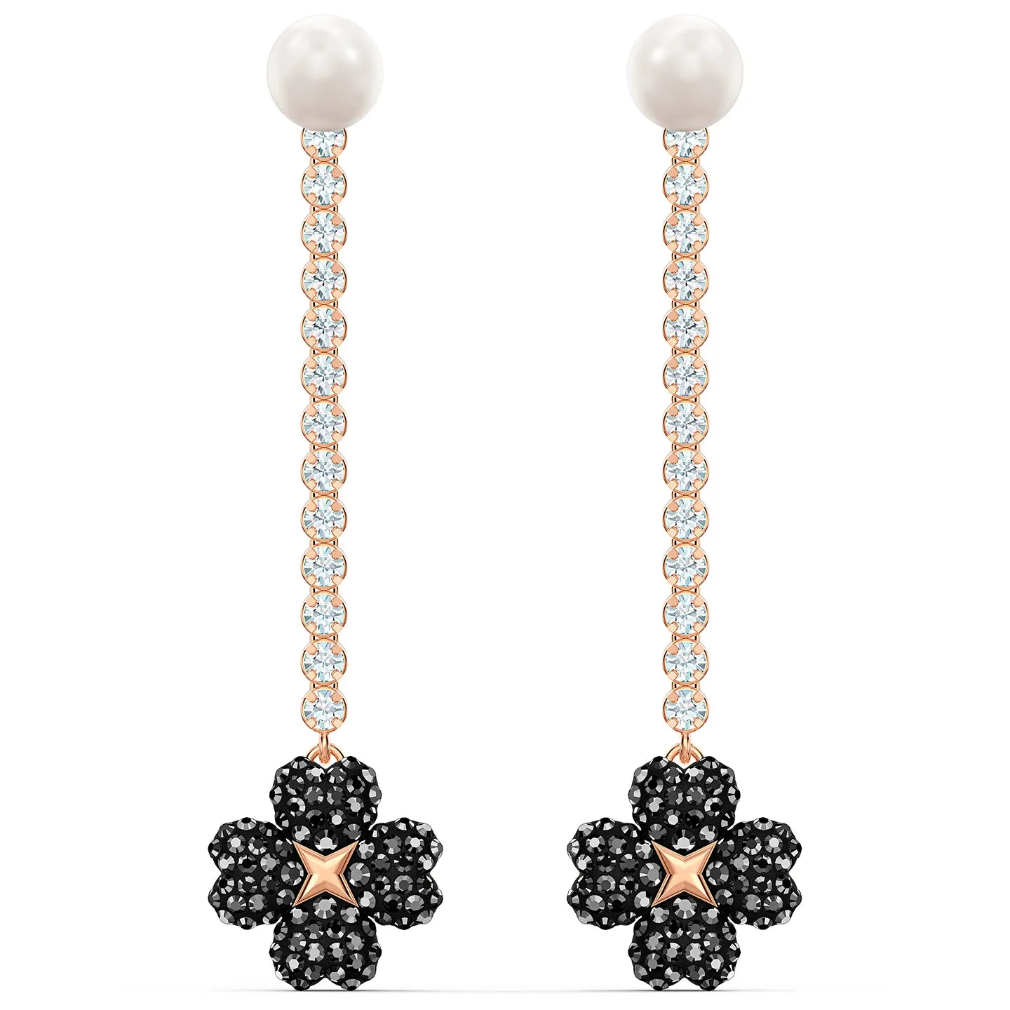Swarovski Latisha Pierced Earrings, Black, Rose-gold tone plated 5516426