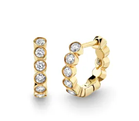 Sydney Evan GOLD & DIAMOND BEZEL HUGGIE HOOPS