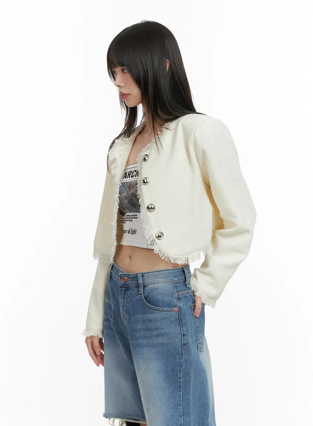 Tassel Trim Tweed Jacket CY414