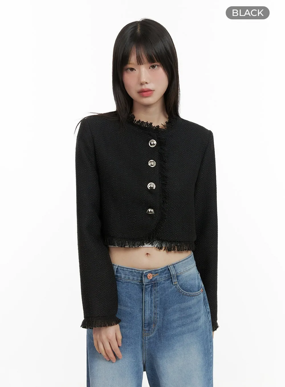 Tassel Trim Tweed Jacket CY414