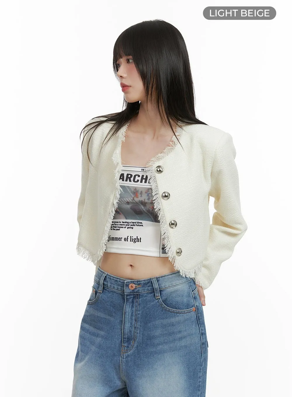 Tassel Trim Tweed Jacket CY414