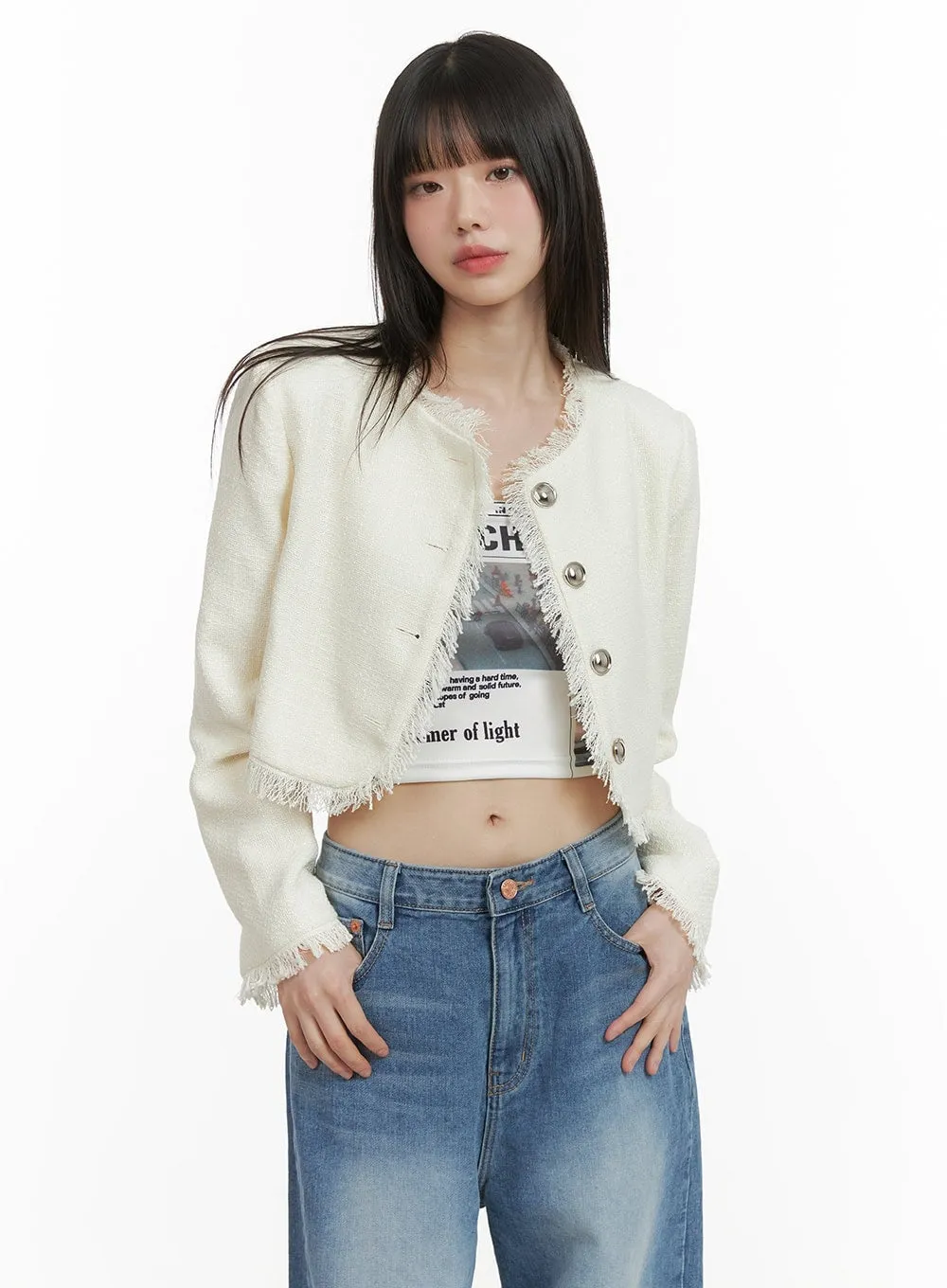 Tassel Trim Tweed Jacket CY414