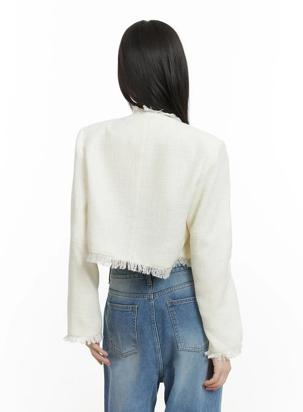 Tassel Trim Tweed Jacket CY414