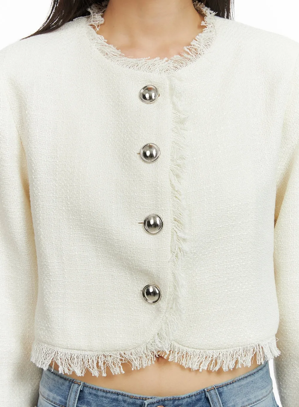 Tassel Trim Tweed Jacket CY414