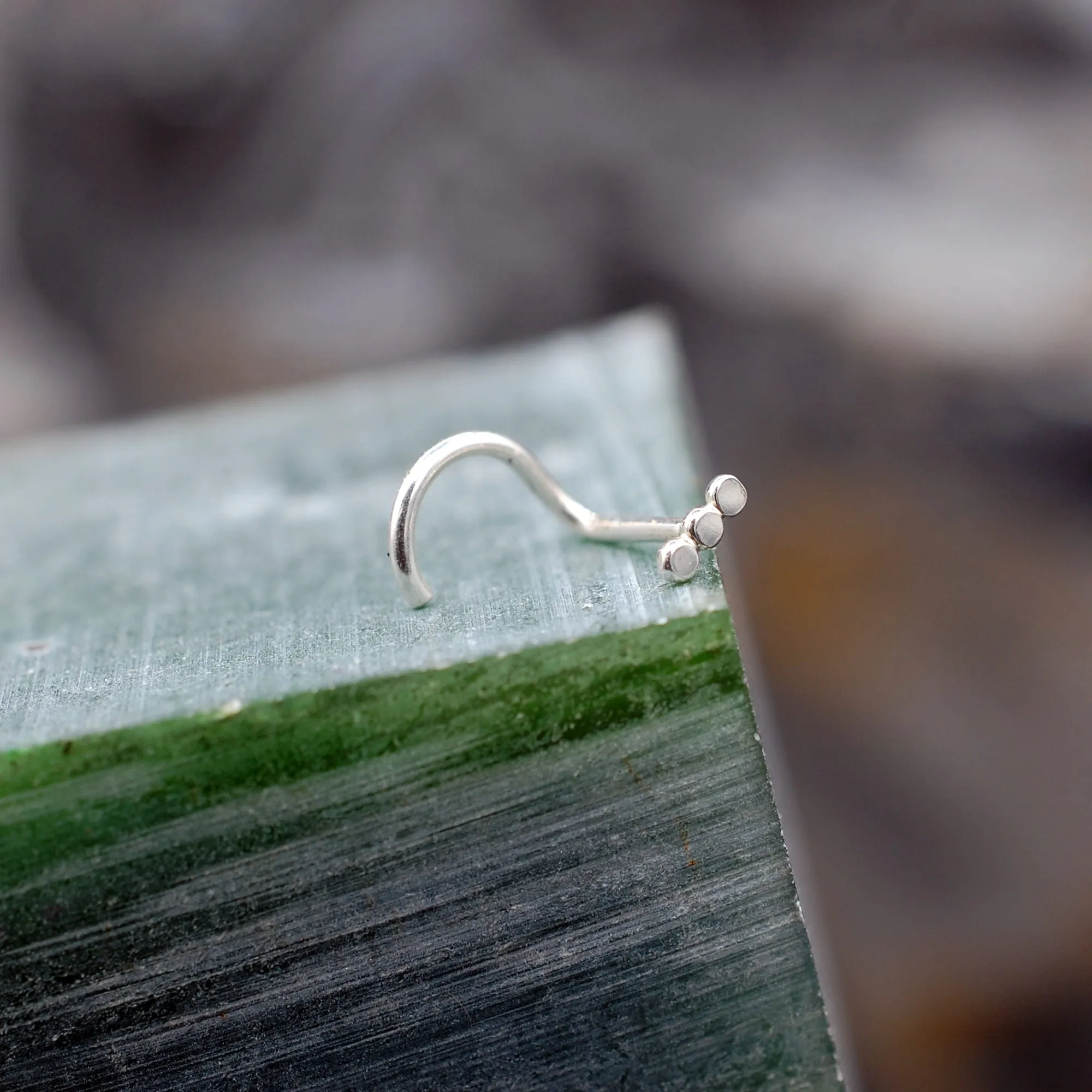 Three Dot Minimal Nose Stud Silver
