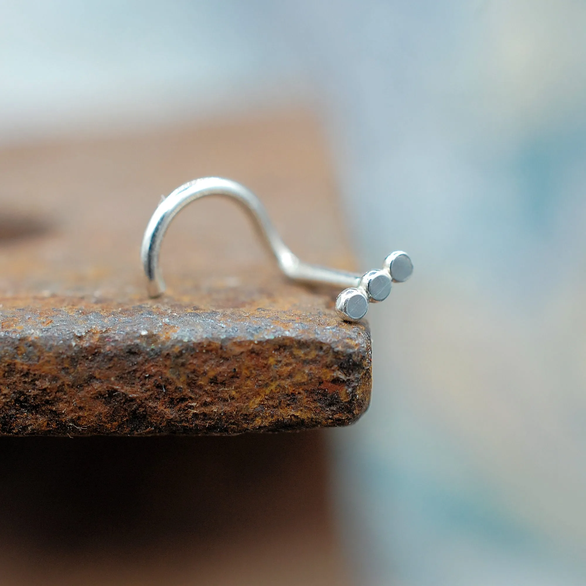 Three Dot Minimal Nose Stud Silver