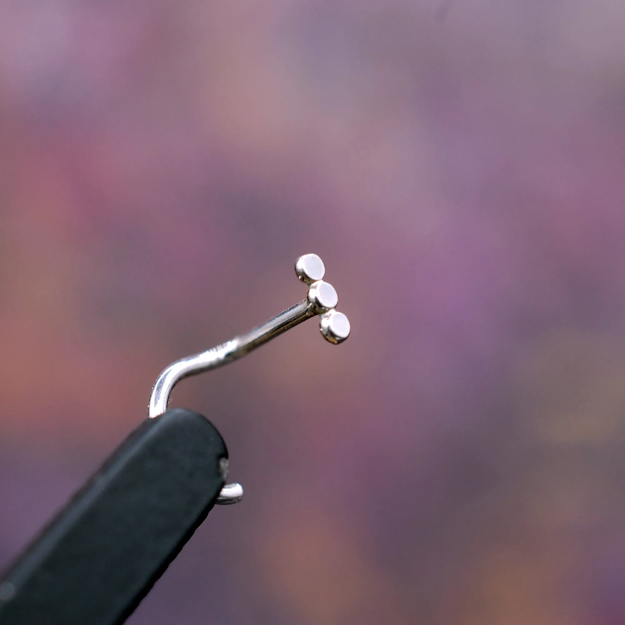 Three Dot Minimal Nose Stud Silver