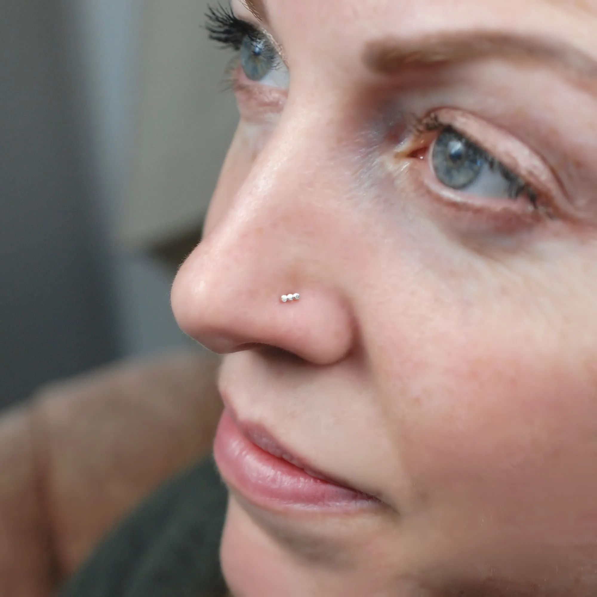Three Dot Minimal Nose Stud Silver