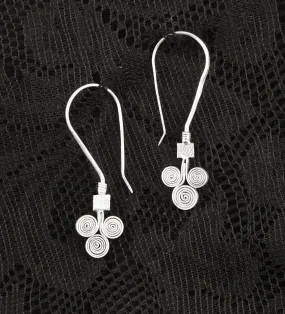 Triple Spiral Drop Earrings - Silver