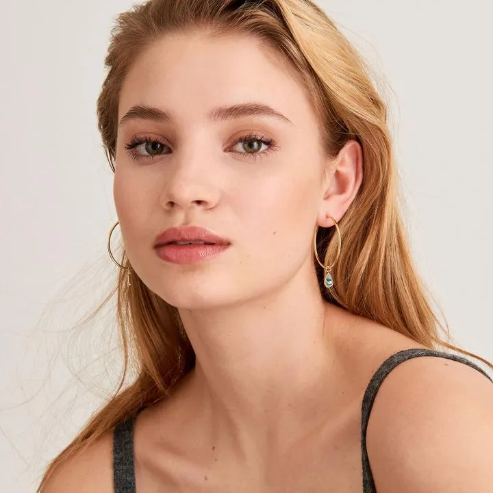 TURNING TIDES TIDAL ABALONE GOLD PLATED DROP HOOP EARRINGS