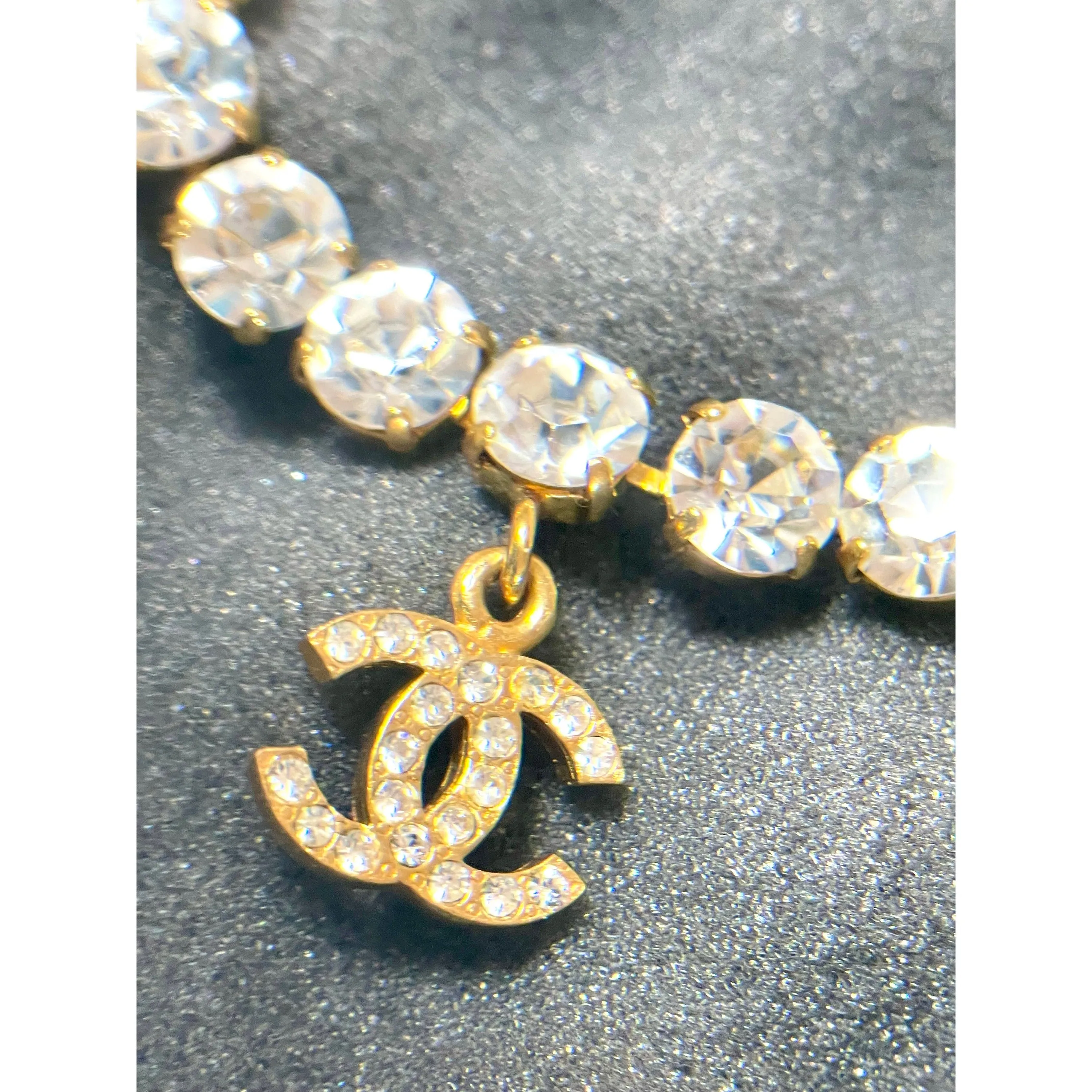 Vintage Chanel bracelet with crystal and CC charms. Must have gorgeous jewelry piece. 0407131