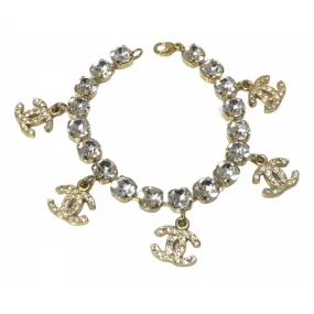 Vintage Chanel bracelet with crystal and CC charms. Must have gorgeous jewelry piece. 0407131