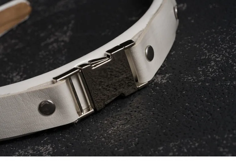 White Handmade Metal Buckle Studs KC