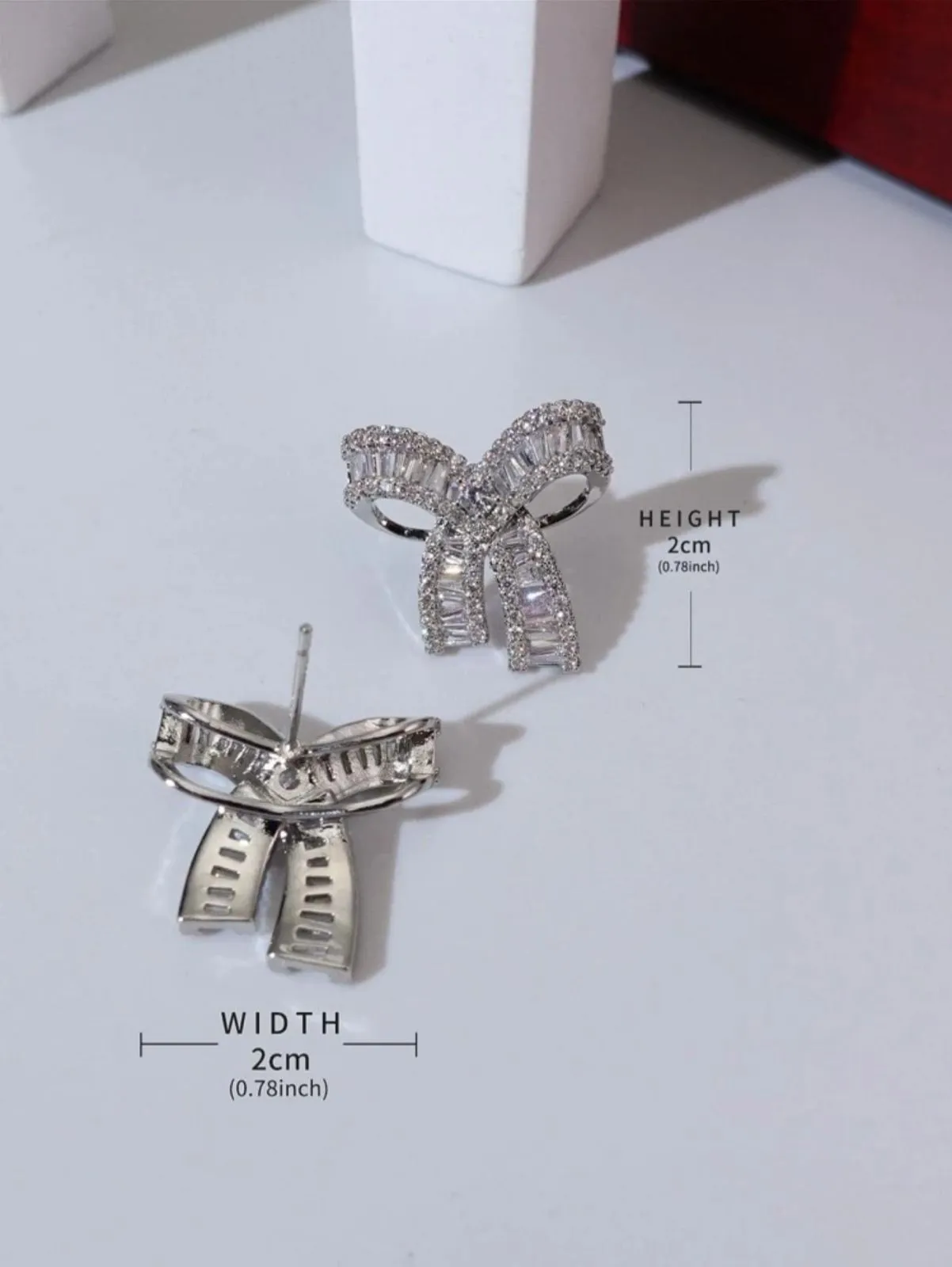 Zirconia Bow glam Stud Earrings